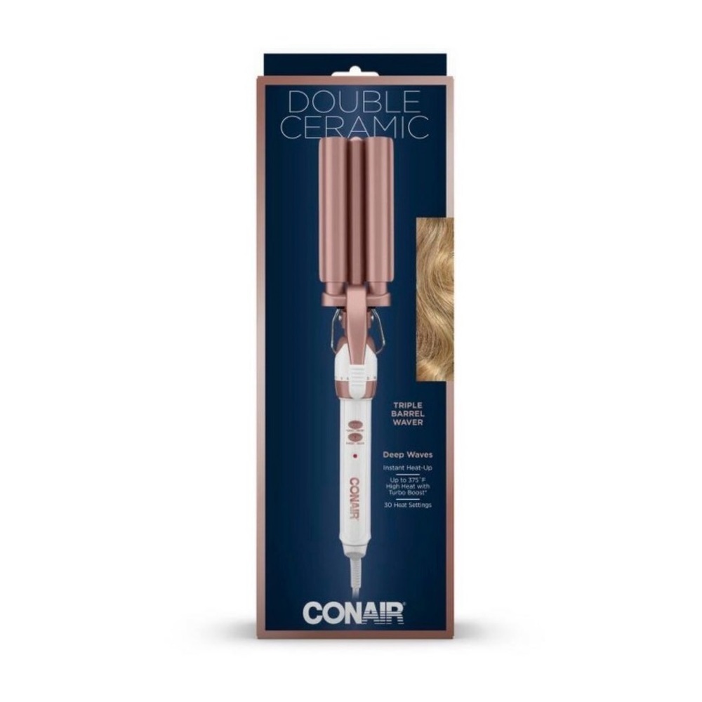 Double Ceramic Triple Barrel Waver by Conair, 400 degrees, 30 Heat Settings
